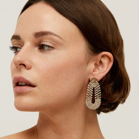 Trevise Gold Earrings Rhinestones
