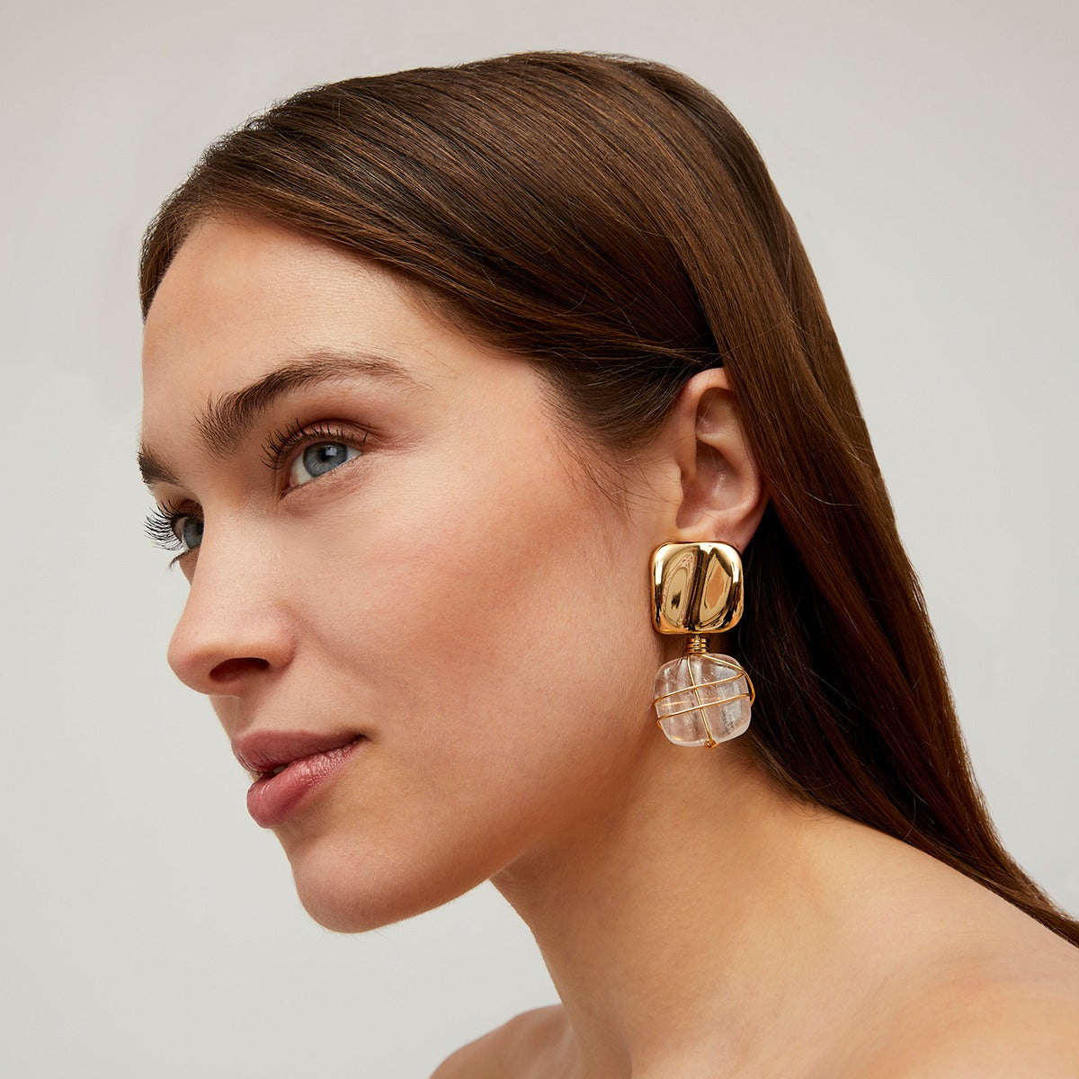 Rainbow Square Earrings Rock Crystal