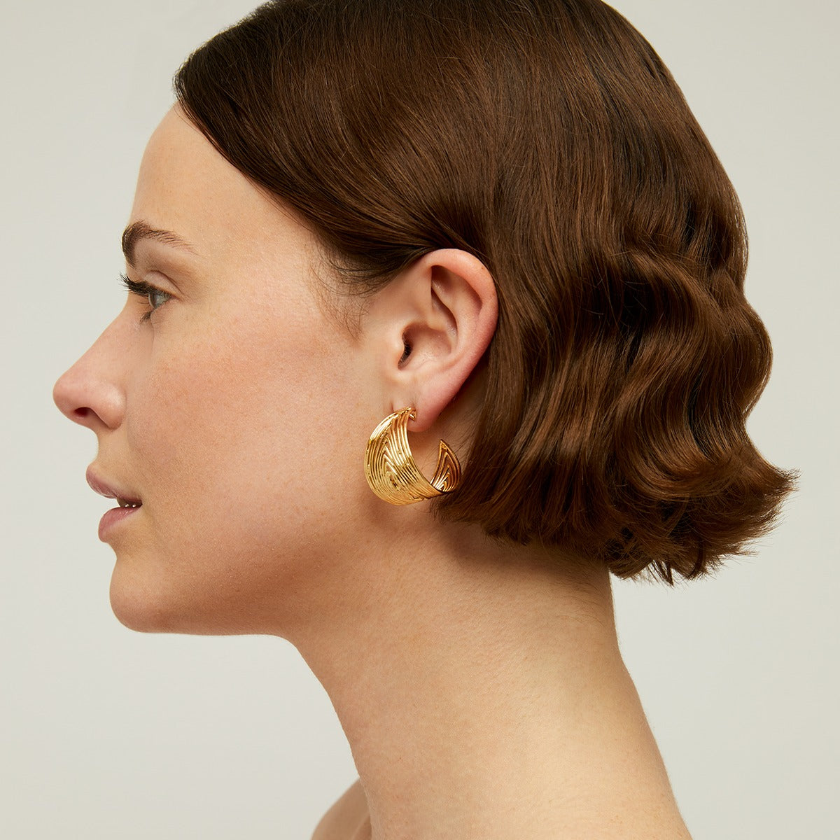 Wave Hoop Earrings Gold