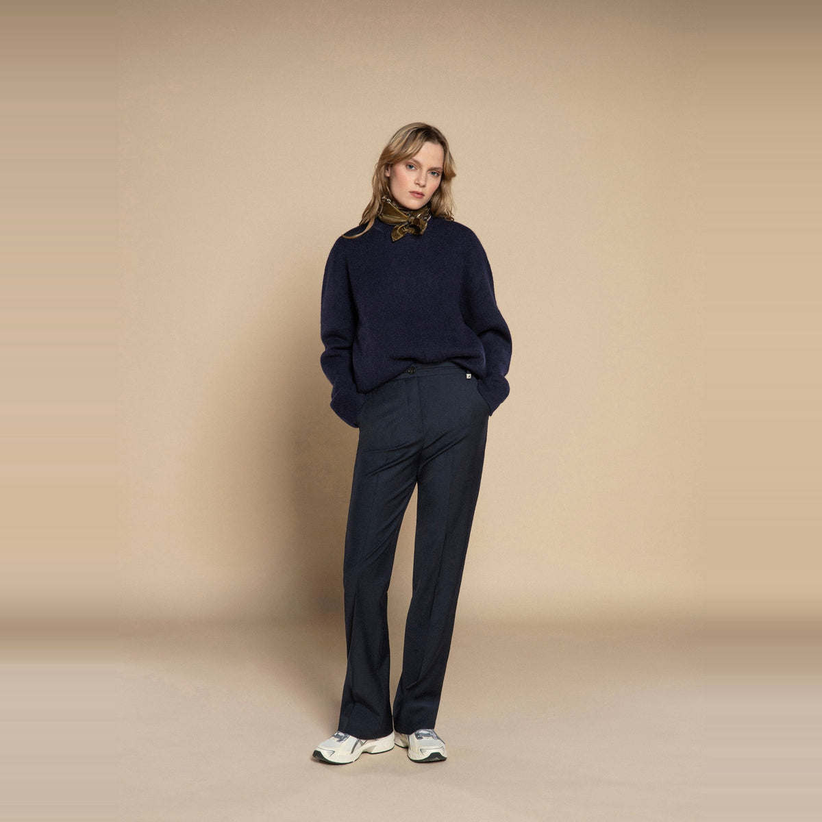Myths Straight Wool Trousers Navy