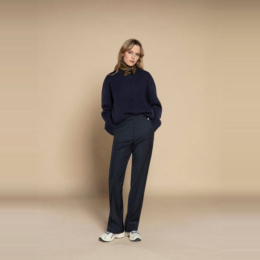 Myths Straight Wool Trousers Navy