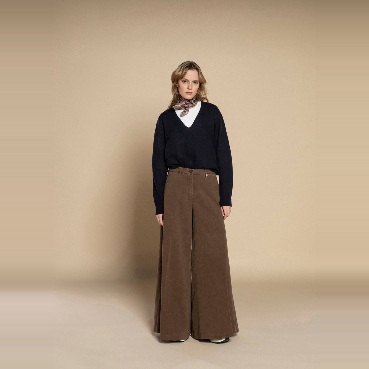 Myths Wide Flared Trousers Brown