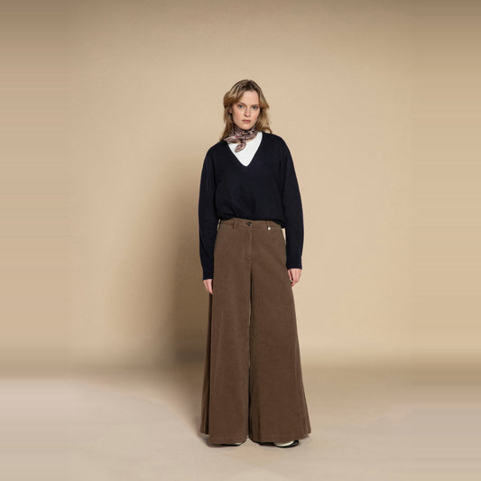 Myths Wide Flared Trousers Brown