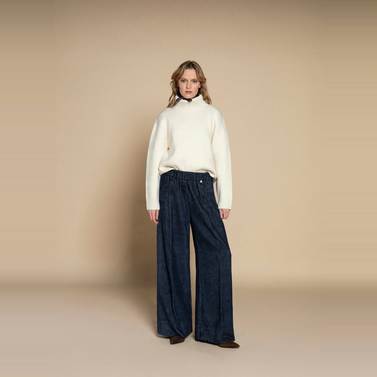 Myths Wide Pleated Corduroy Trousers Navy