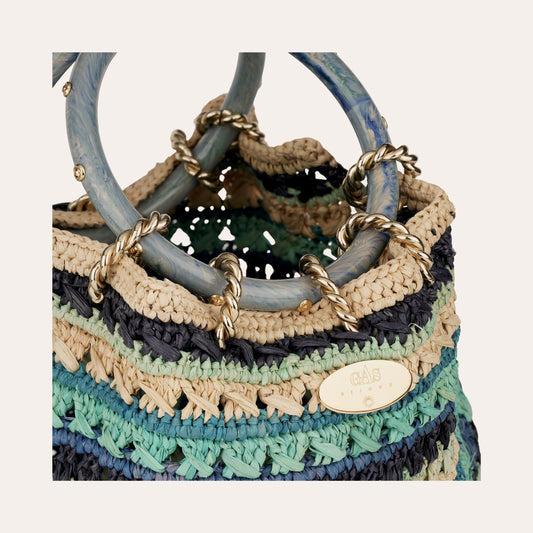 Picot Purse Raffia Bag Multicolor
