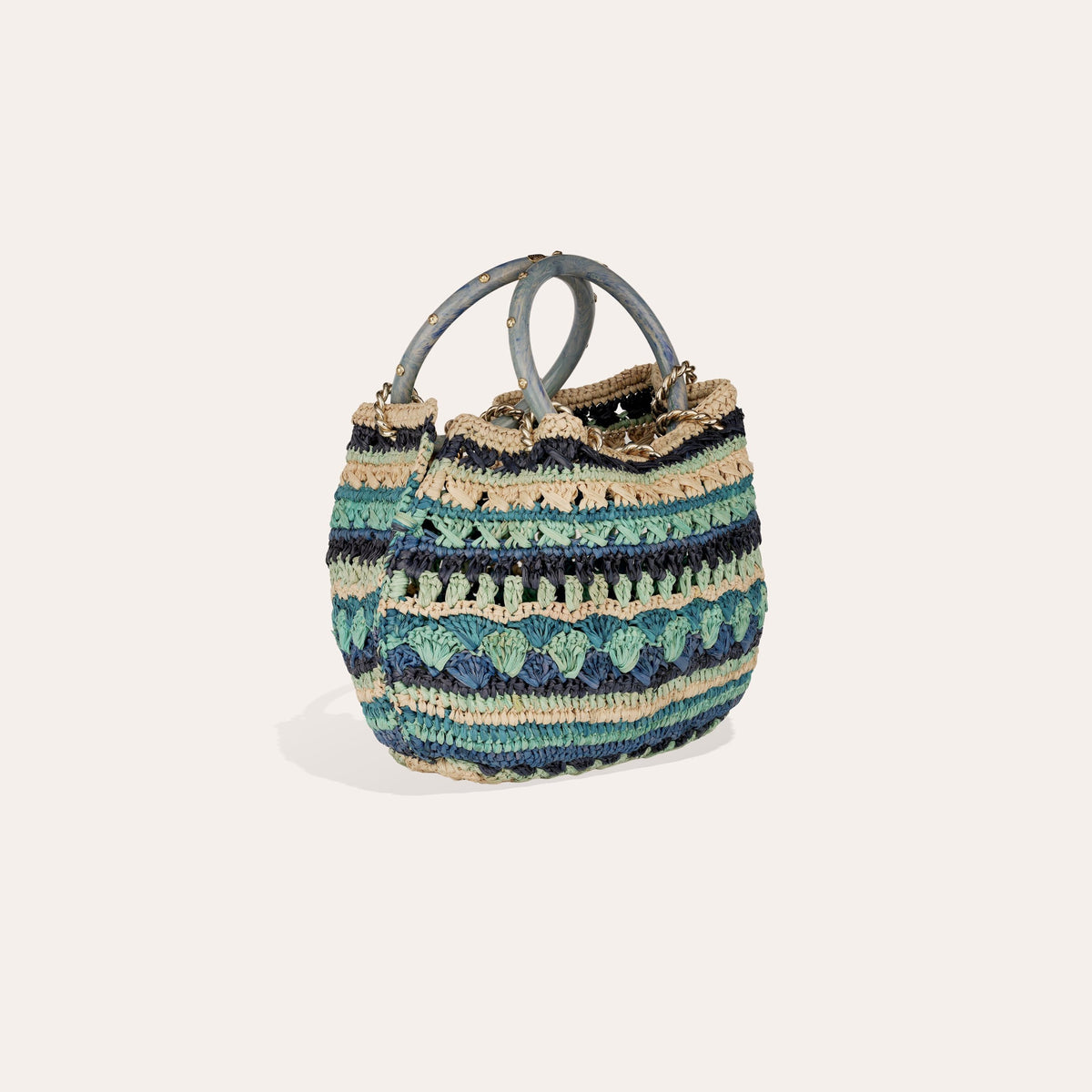 Picot Purse Raffia Bag Multicolor