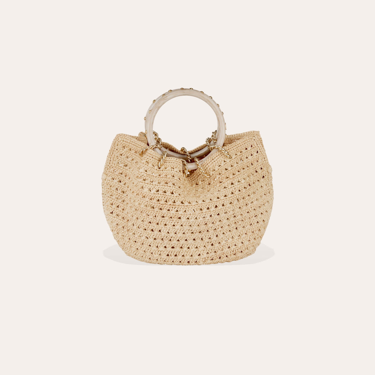 Picot Purse Raffia Bag Ecru