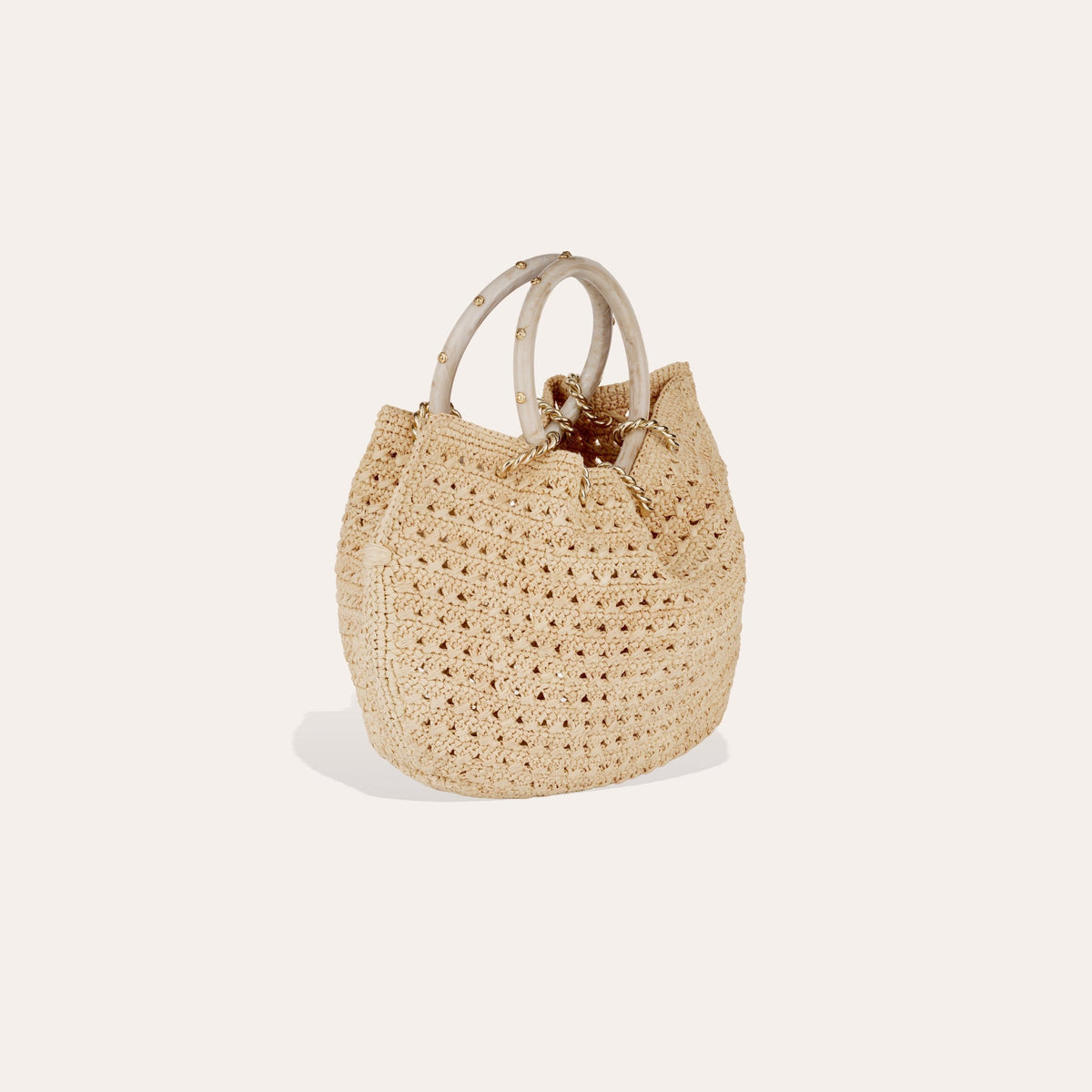 Picot Purse Raffia Bag Ecru