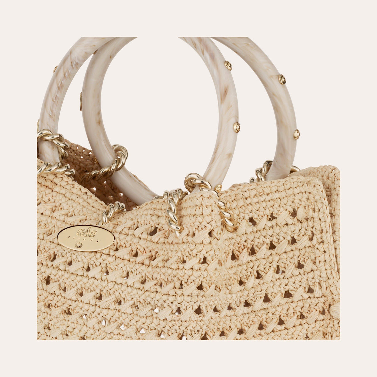 Picot Purse Raffia Bag Ecru