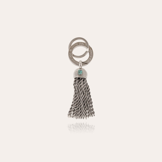 Pompon Cabochon Keychain Silver