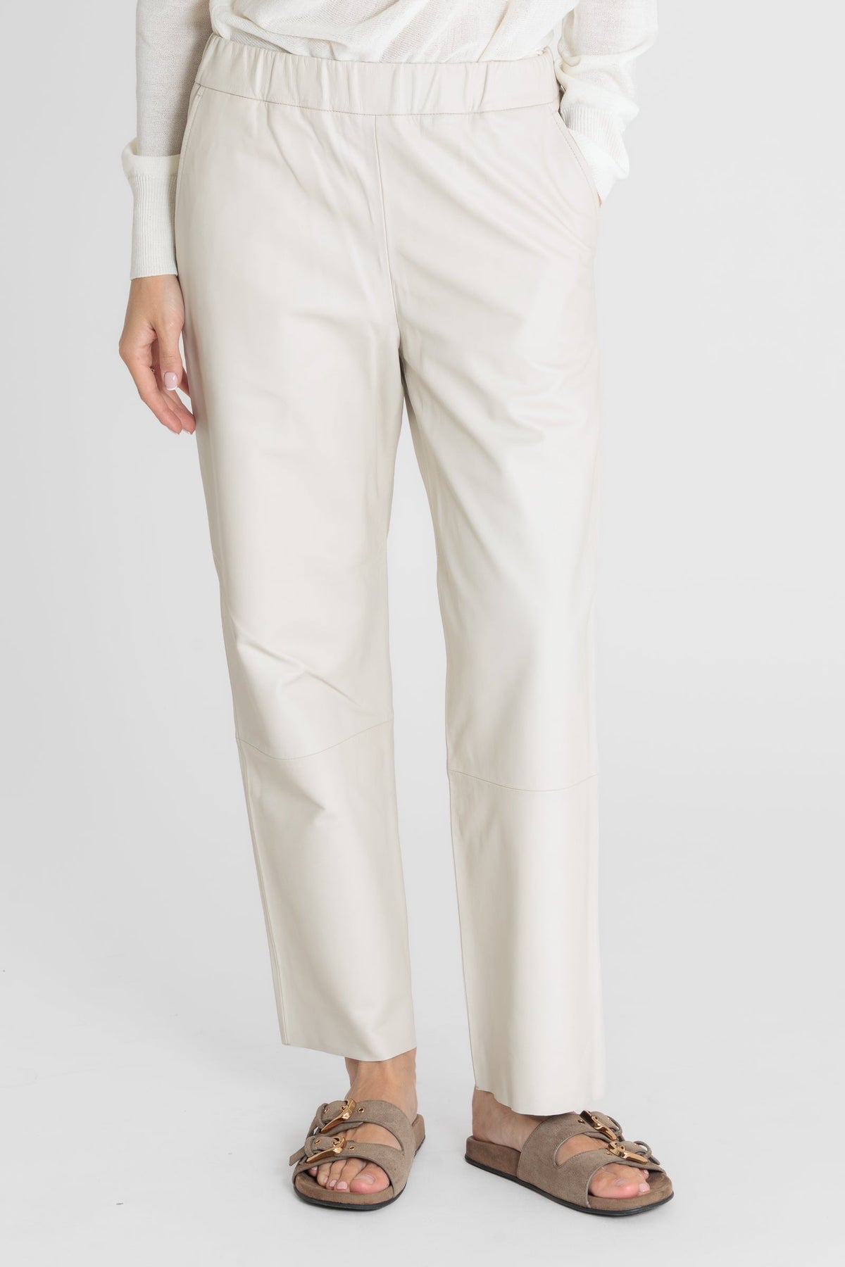 Sarah Leather Pants Eggshell – Serge Pariente