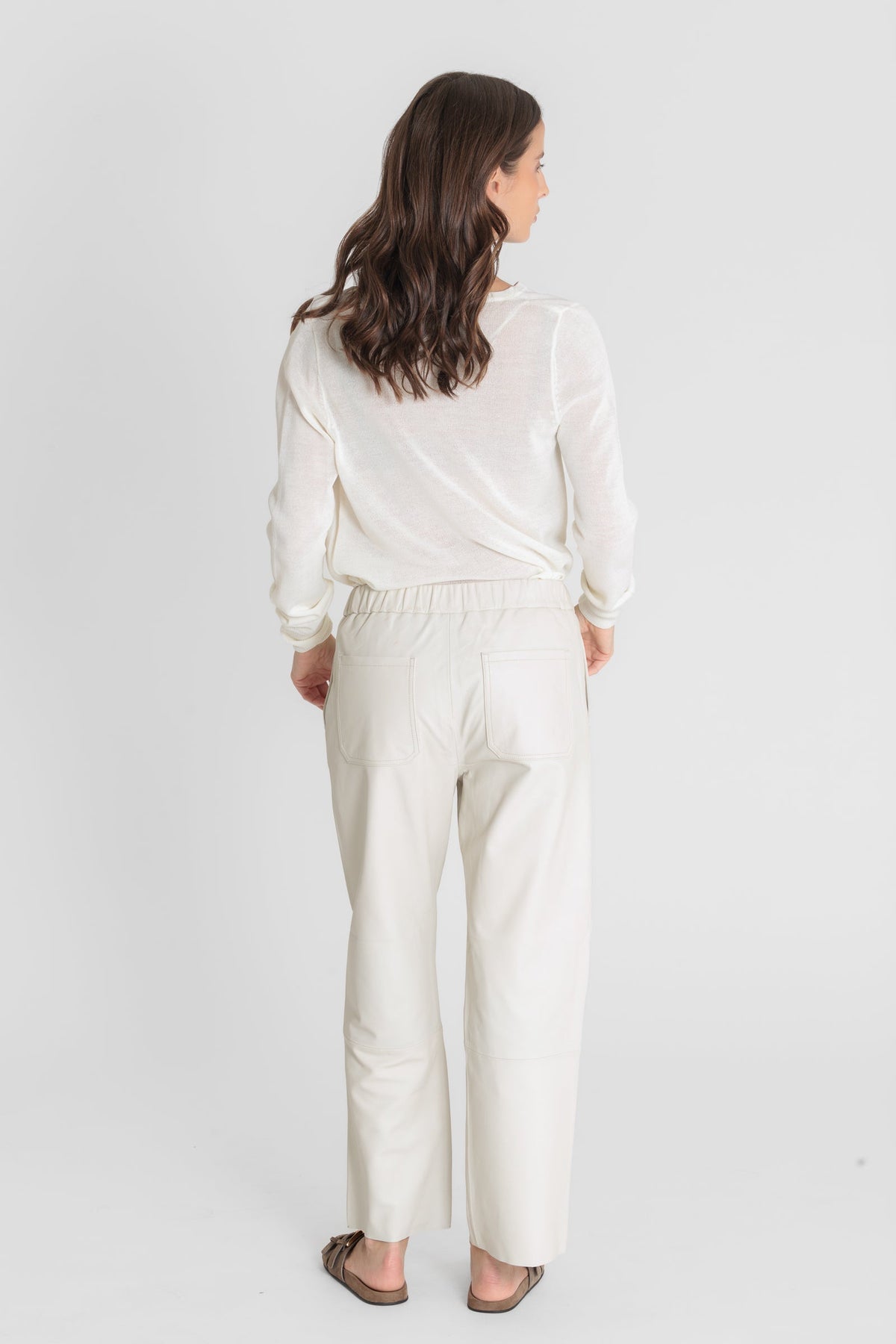 Sarah Leather Pants Eggshell – Serge Pariente
