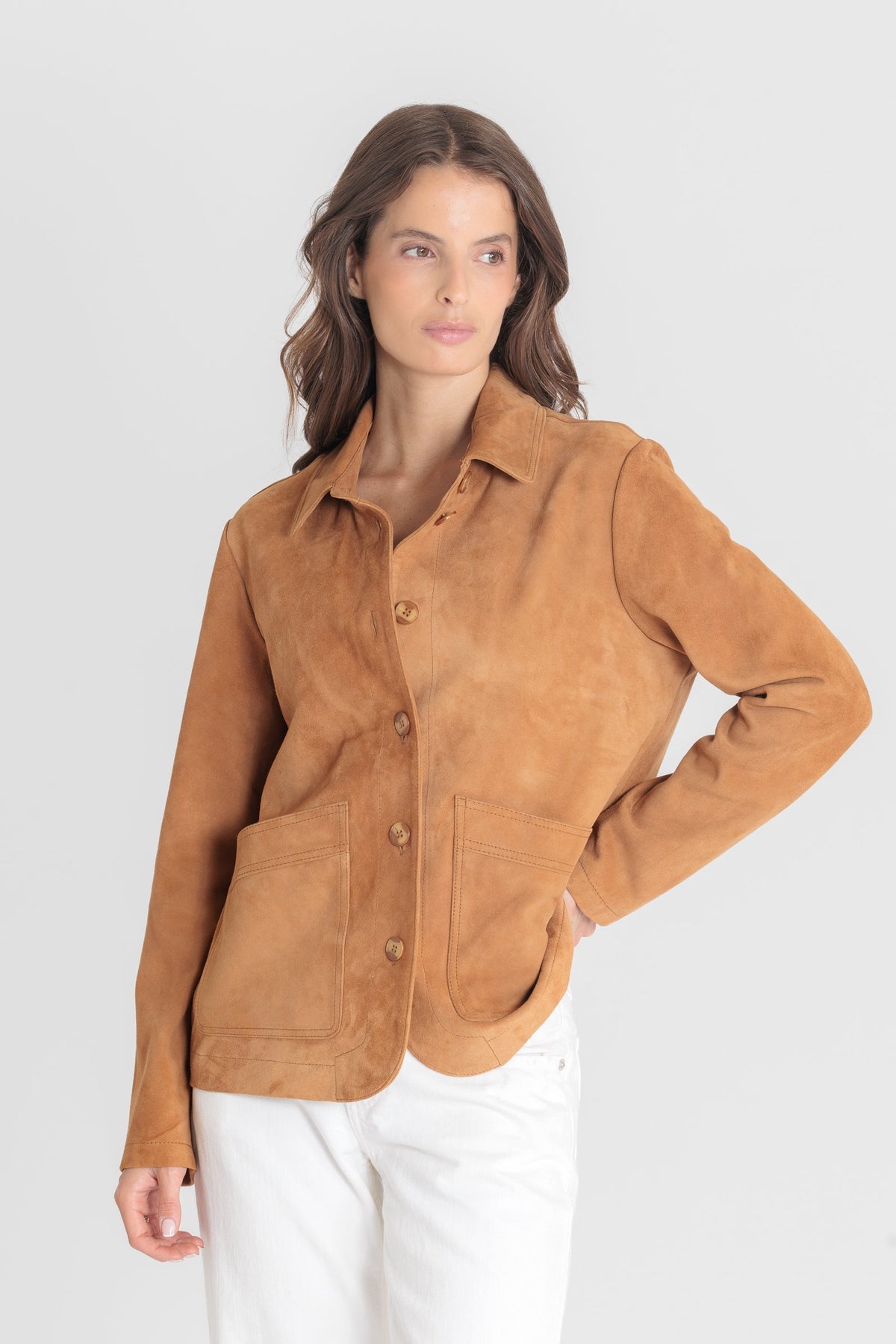 Alexandra Suede Jacket Cognac – Serge Pariente