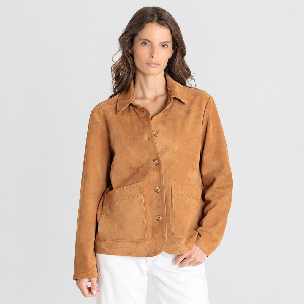 Alexandra Suede Jacket Cognac – Serge Pariente