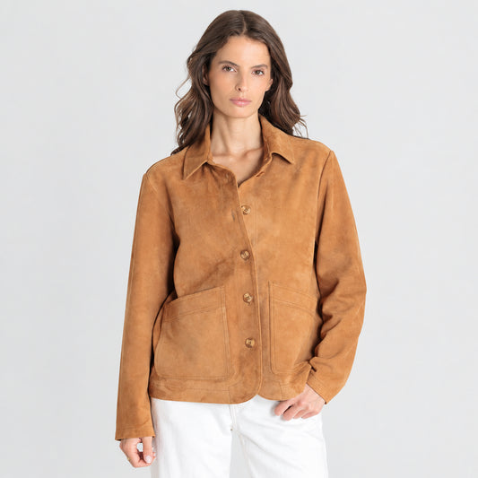 Alexandra Suede Jacket Cognac – Serge Pariente