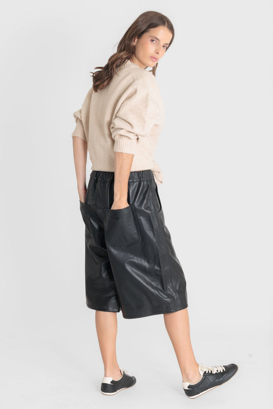 Lauren Leather Bermuda Black – Serge Pariente