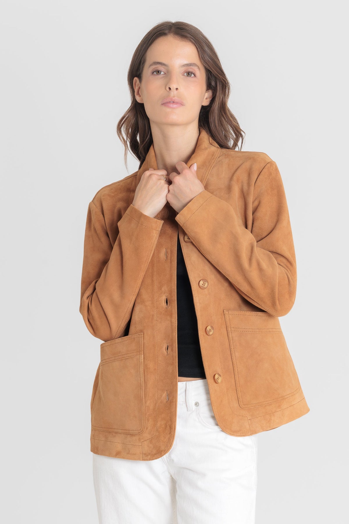 Alexandra Suede Jacket Cognac – Serge Pariente
