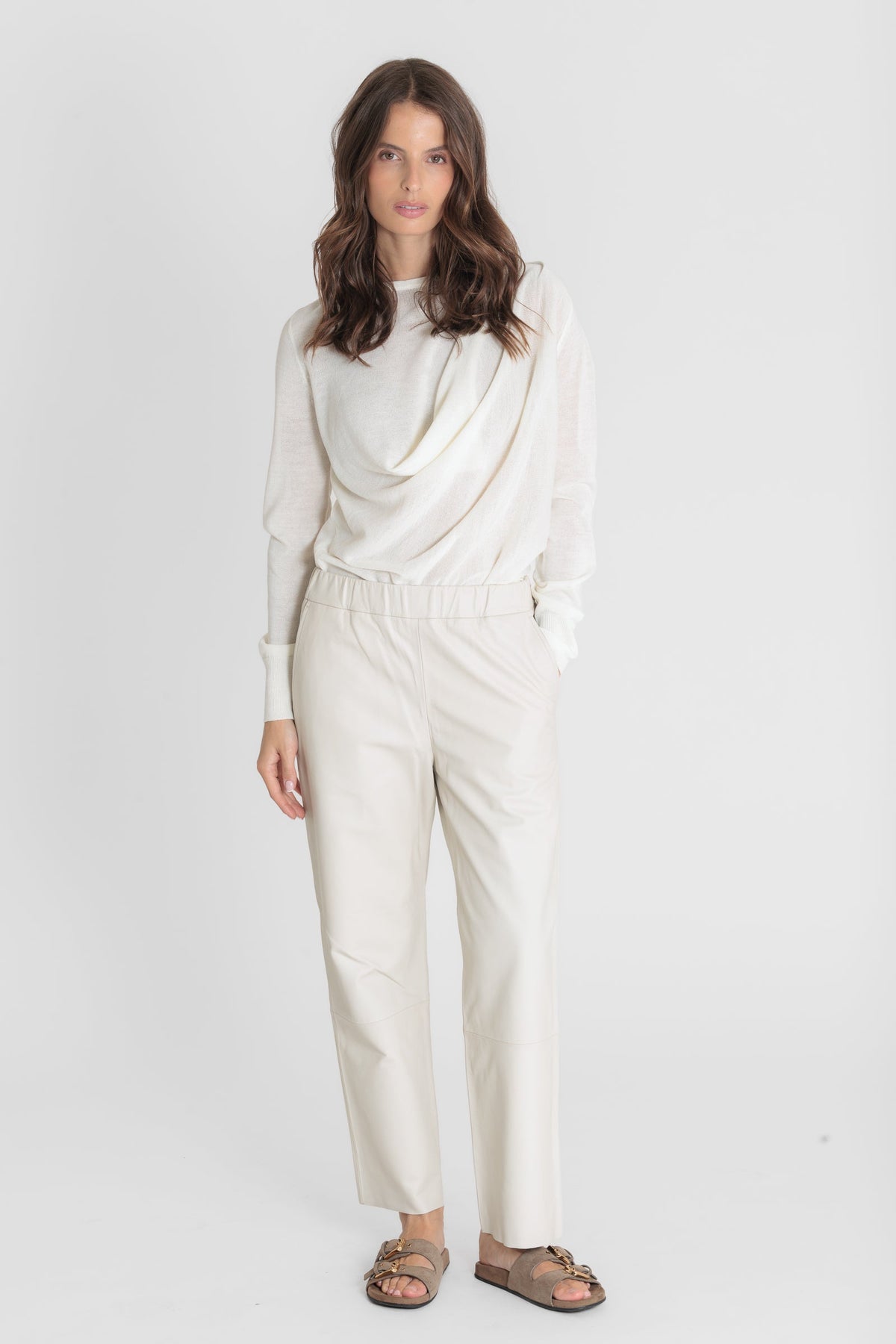 Sarah Leather Pants Eggshell – Serge Pariente