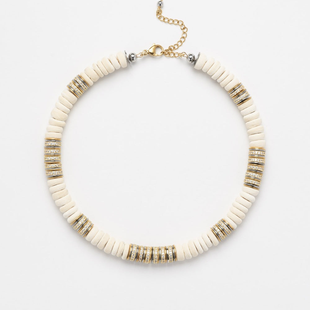 Sculpt Rondelle Necklace Beige
