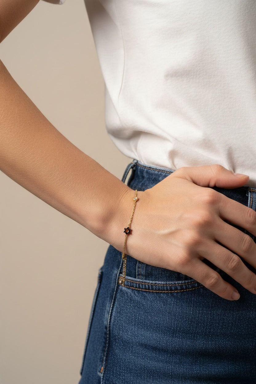 Star & Chai Diamond Bracelet