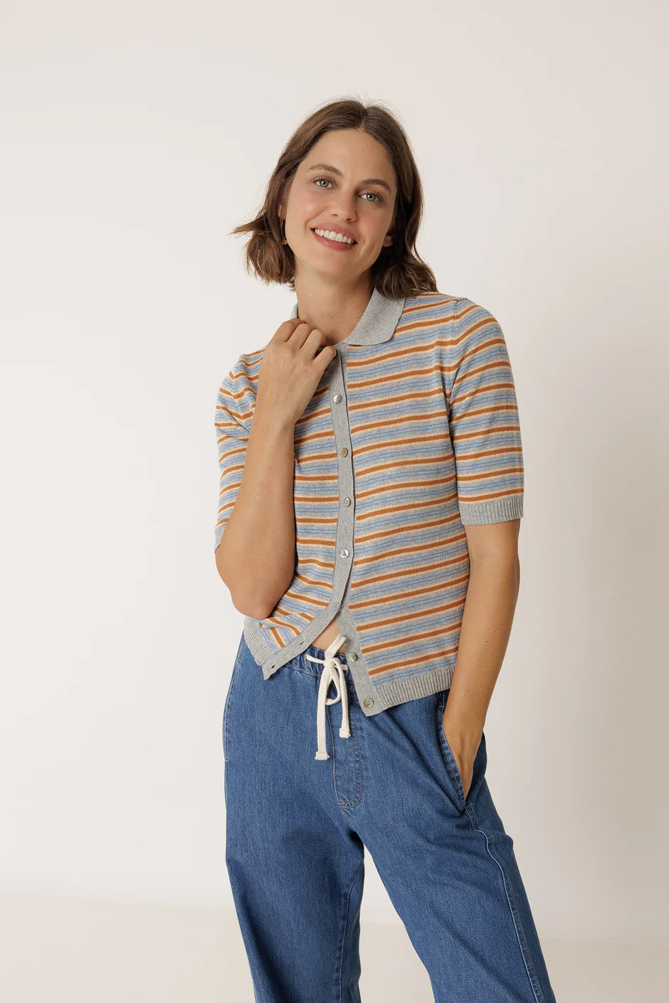 Striped Knit Polo