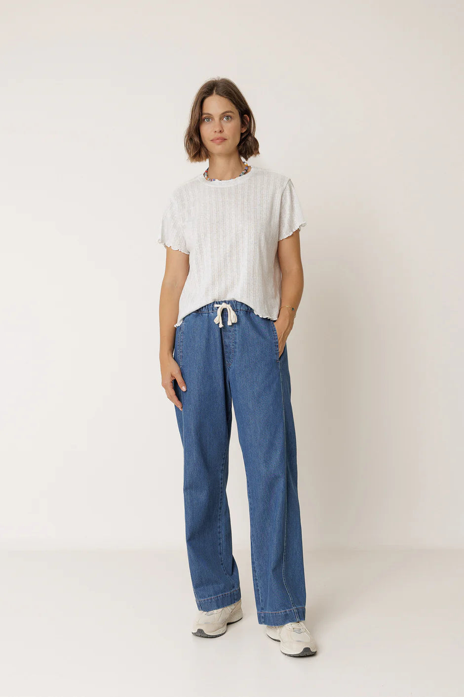 Cropped Ribbed T-Shirt Off White