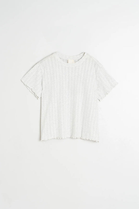 Cropped Ribbed T-Shirt Off White